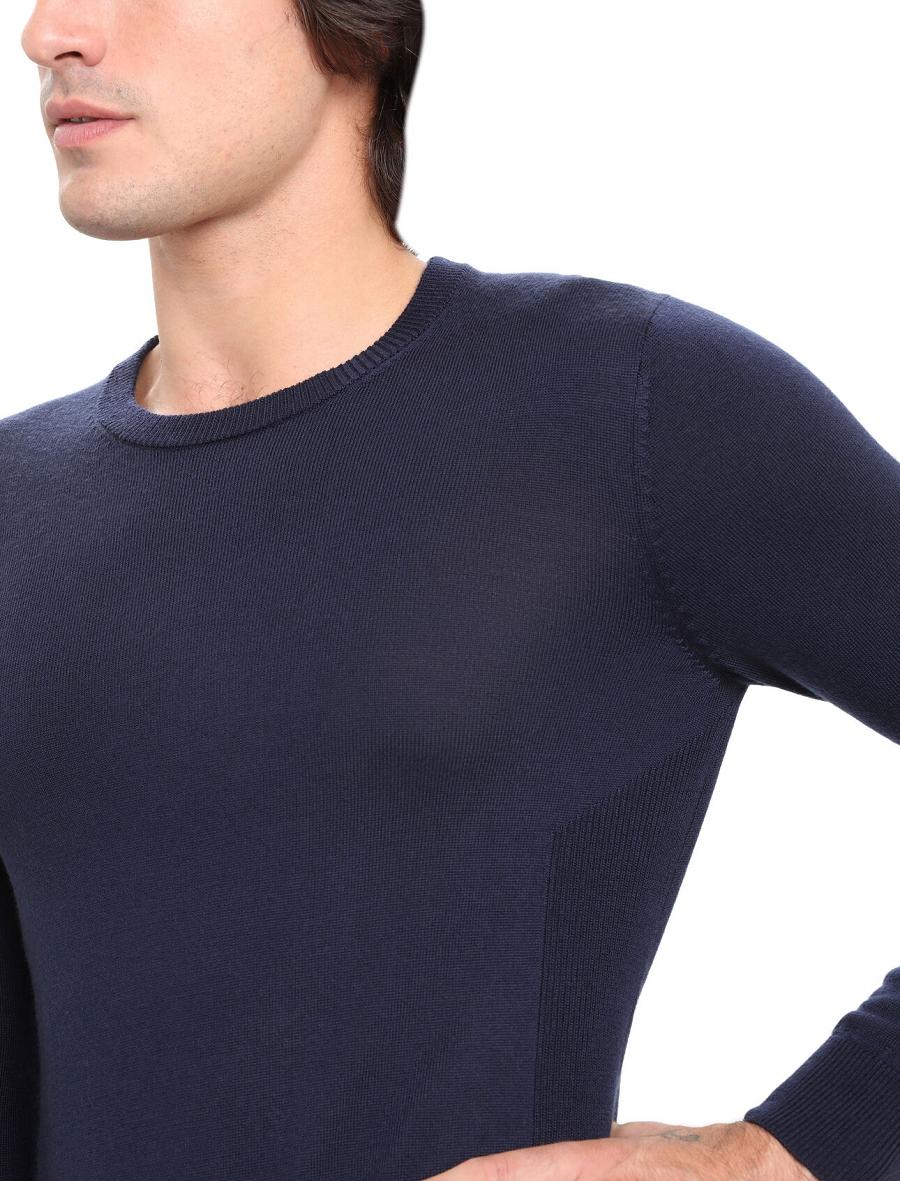 Midnight Navy Men's Icebreaker Merino Shearer Crewe Sweaters | USA 1214BEXC